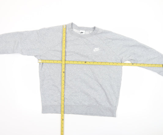 Nike Women Grey Crew Neck Long Sleeve Cotton Blend Sweatshirt L