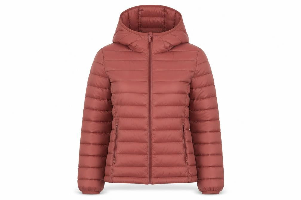 Pull & Bear Women Brown Hooded Puffer Jacket Size 8