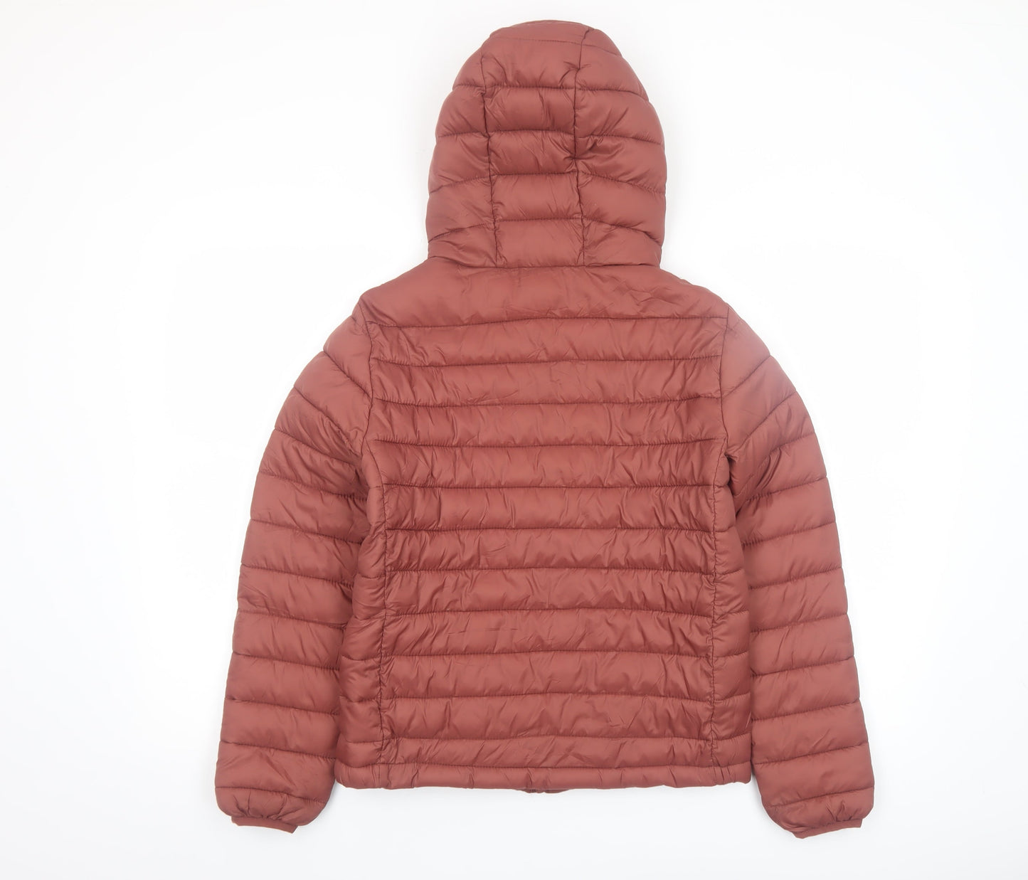 Pull & Bear Women Brown Hooded Puffer Jacket Size 8