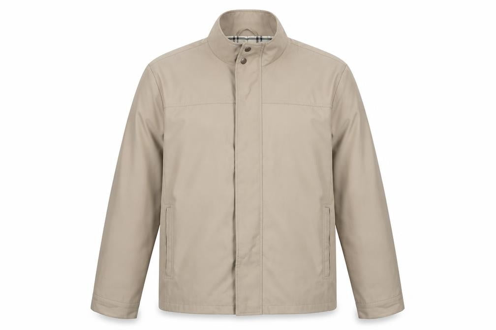 Hutson Harbour Men's Beige XL Stand-Up Collar Lined Jacket