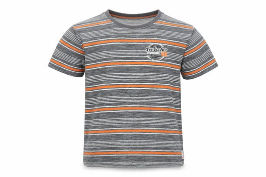 Lee Cooper Boys Grey Striped Cotton Logo T-Shirt 9-10 Years Casual Top