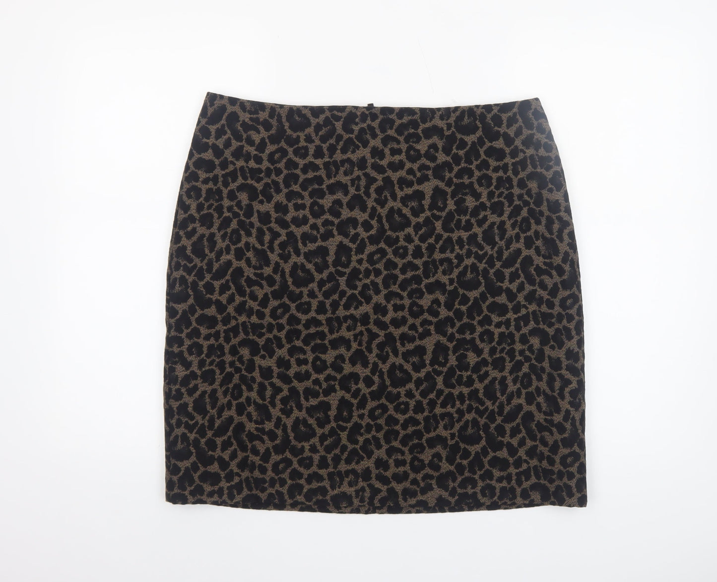 Marks and Spencer Women Brown Leopard Print Pencil Skirt Size 14