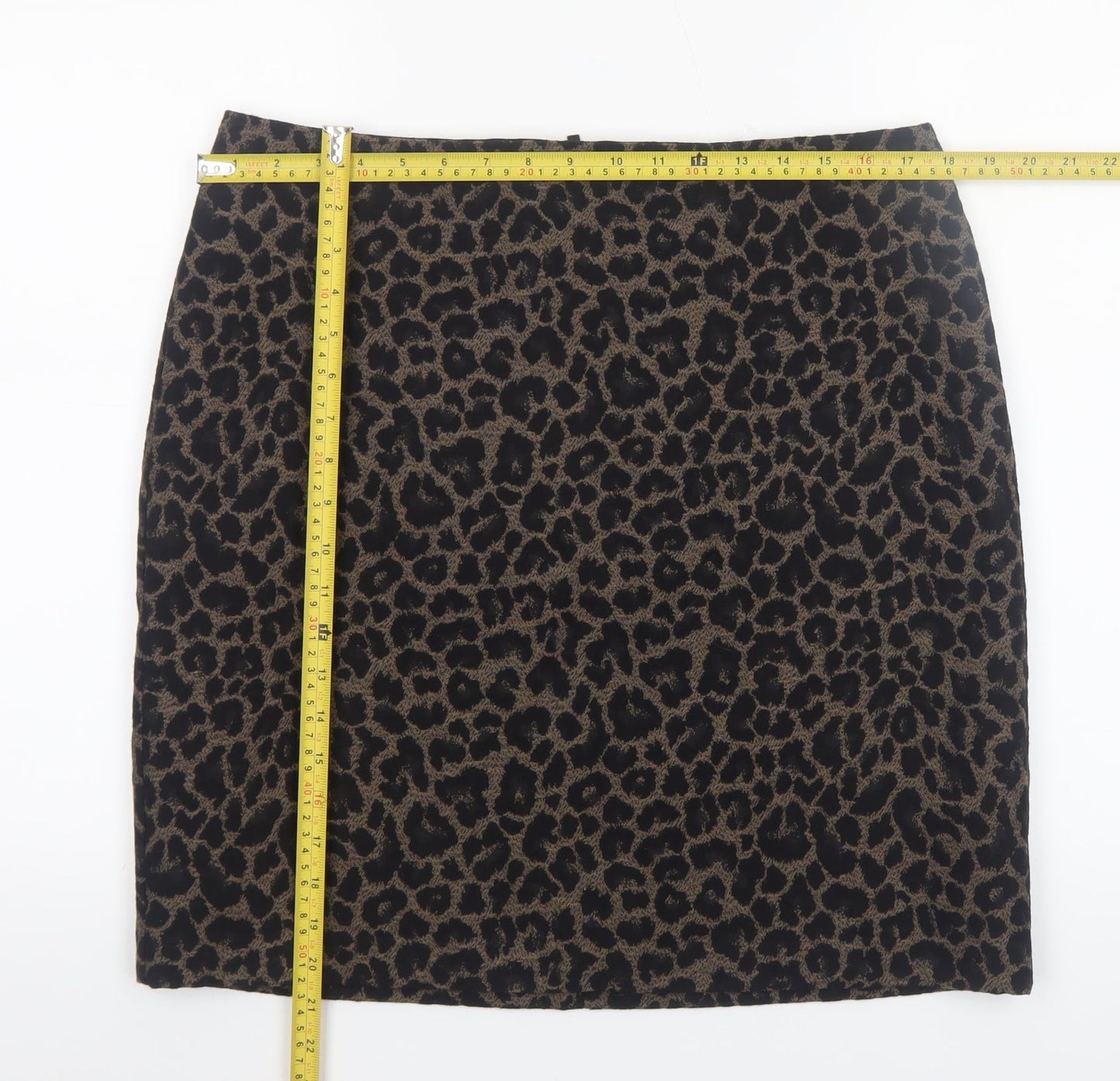 Marks and Spencer Women Brown Leopard Print Pencil Skirt Size 14