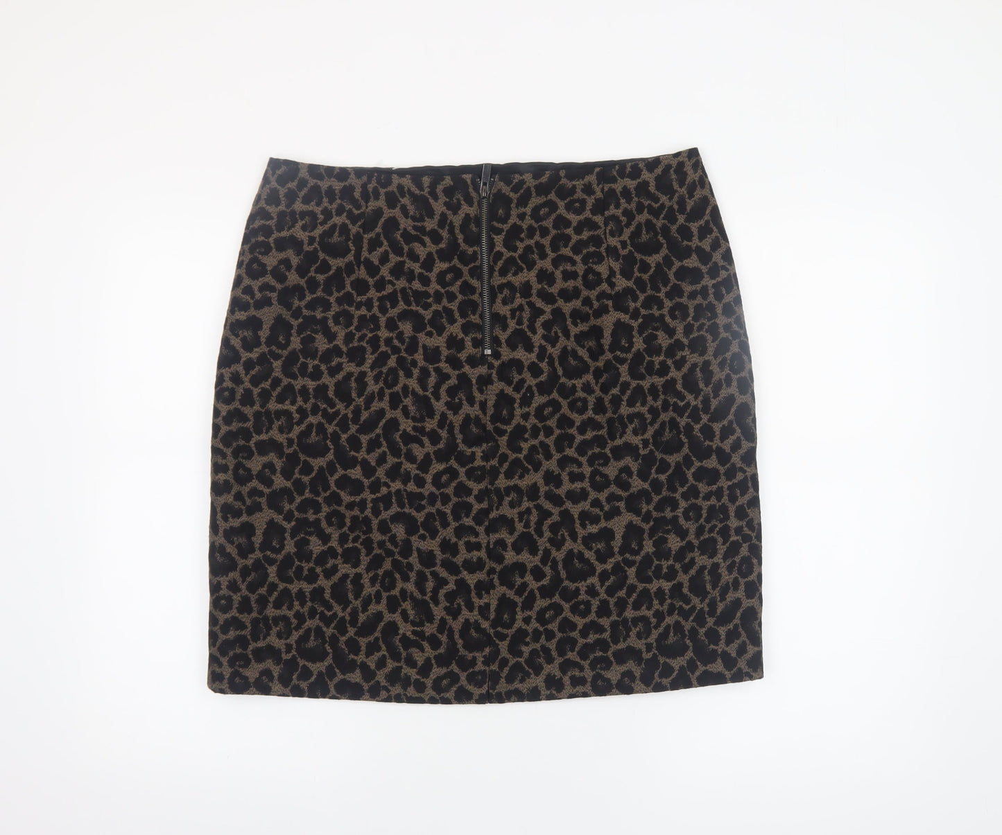 Marks and Spencer Women Brown Leopard Print Pencil Skirt Size 14