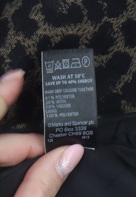 Marks and Spencer Women Brown Leopard Print Pencil Skirt Size 14