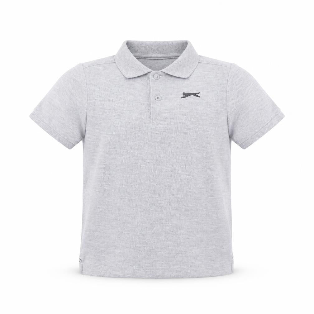 Slazenger Boys Grey Polo Shirt 9-10 Years Short Sleeve Cotton Blend
