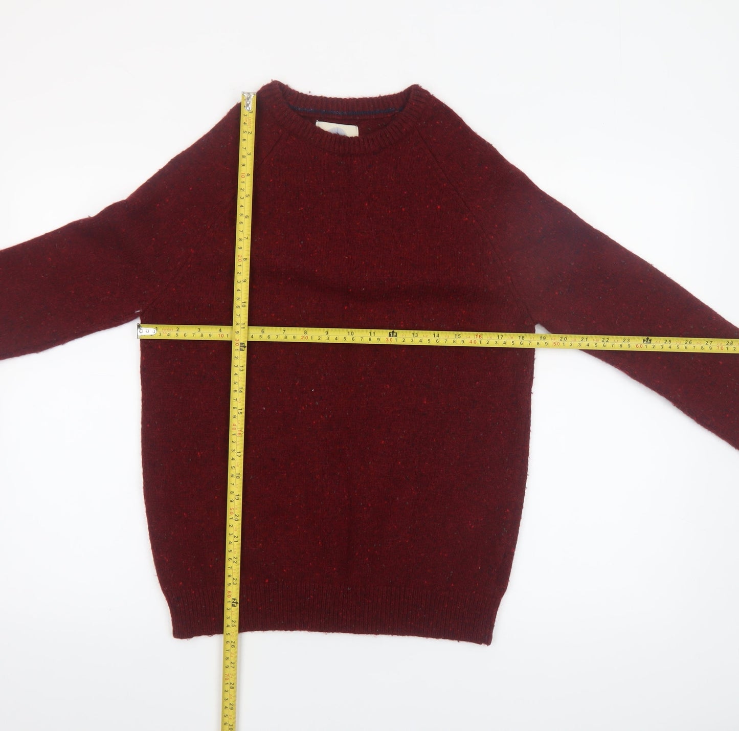 Mantaray Men's Red Wool Blend Crew Neck Jumper Size S
