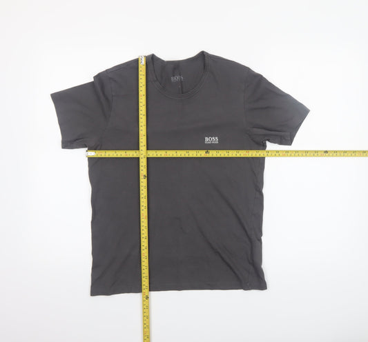 Hugo Boss Men's Black Cotton Crew Neck Logo T-Shirt Size S