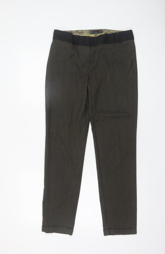 Next Women's Brown Slim Fit Dress Pants Size 10 Straight Leg Trousers