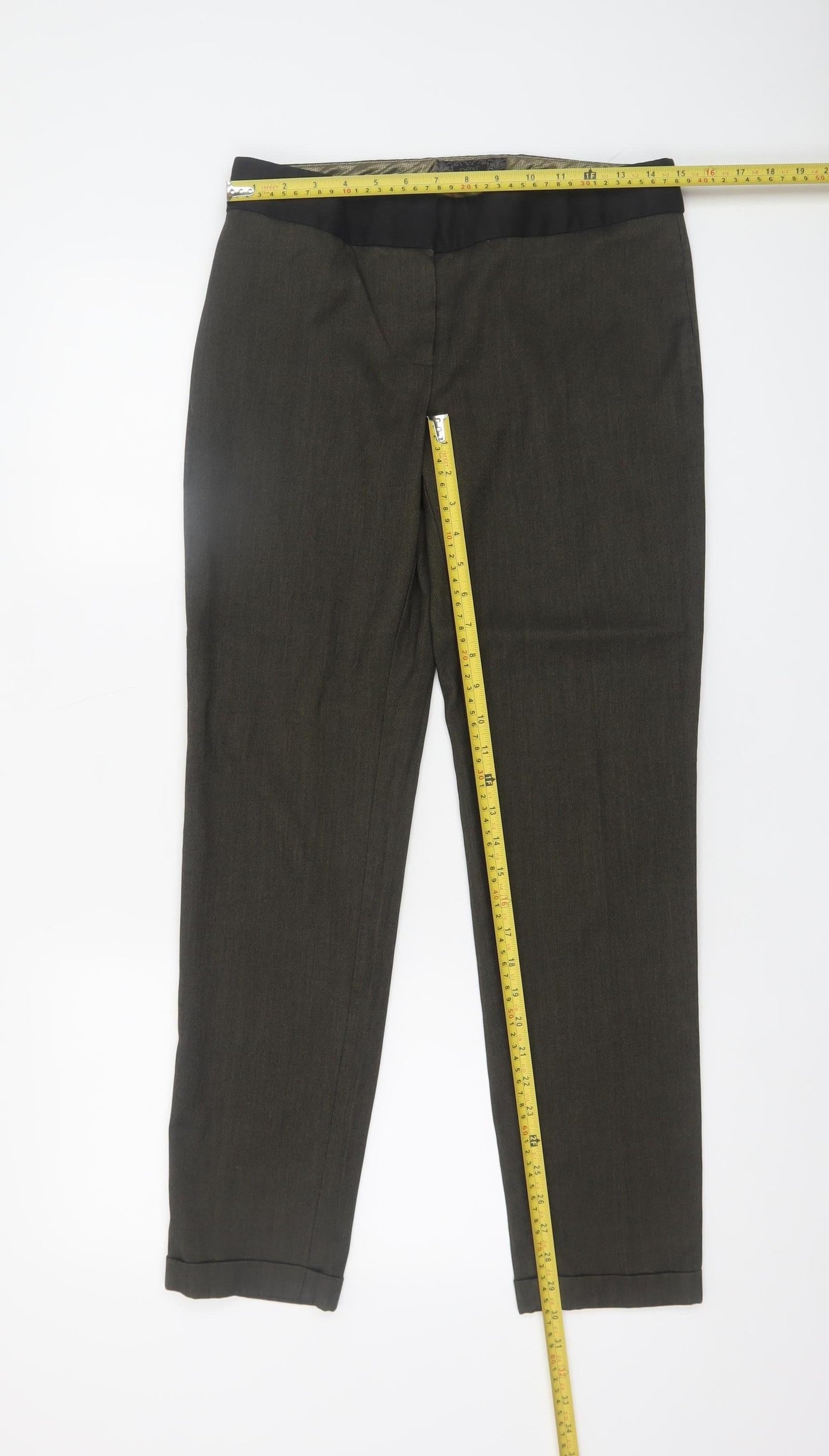 Next Women's Brown Slim Fit Dress Pants Size 10 Straight Leg Trousers