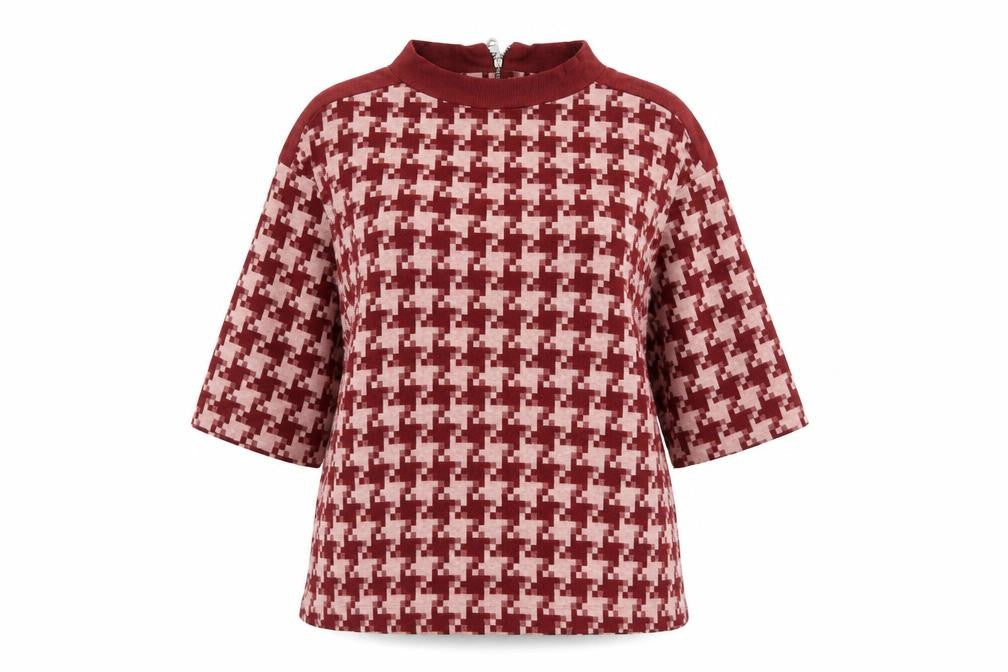 Next Women’s Red Geometric Mock Neck Tunic Top Size 10