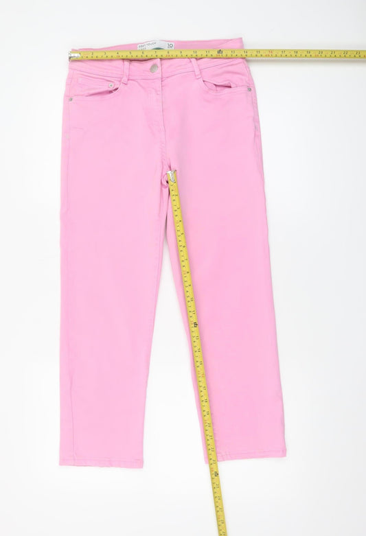 Next Women's Pink Slim Straight Jeans Size 10P Soft Stretch Denim