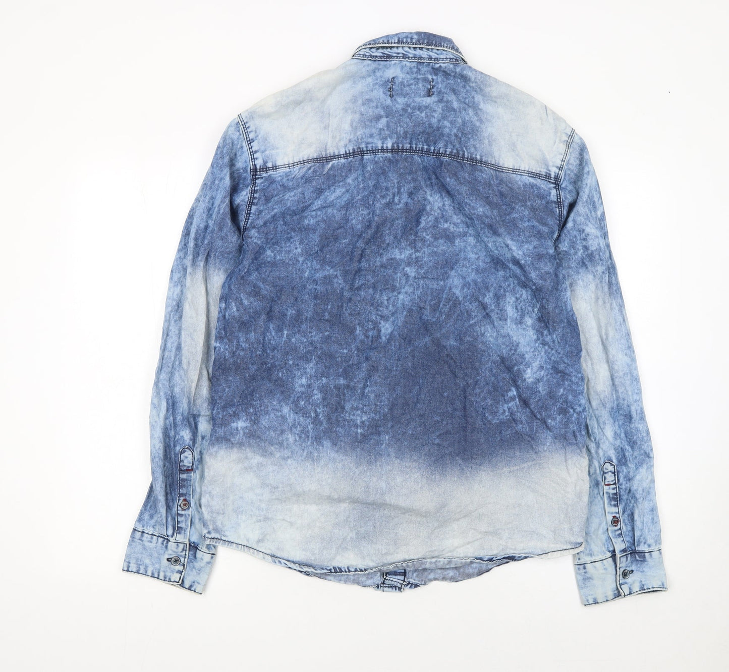 TNG Women Blue Denim Button-Up Long Sleeve Cotton Shirt M