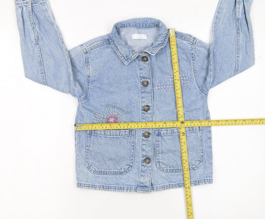 Leigh Tucker Willow Girls Blue Denim Embroidered Shirt Jacket 8-9 Years
