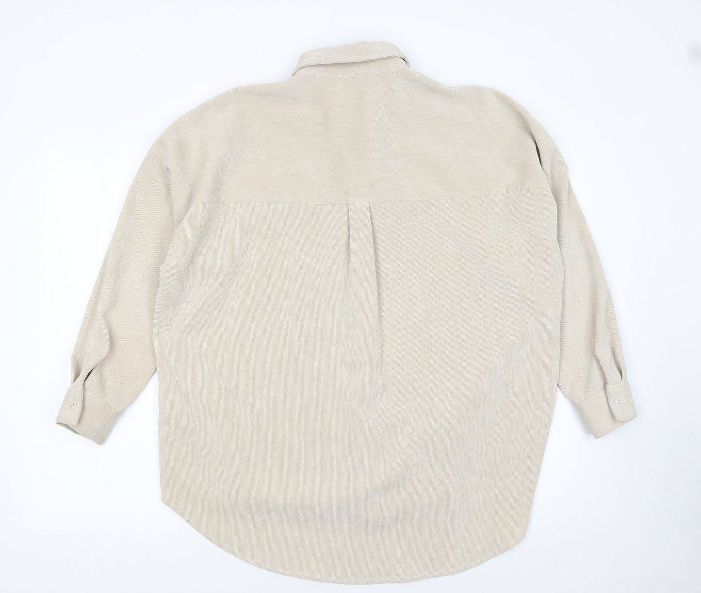 Zara Basic Women Beige Corduroy Button-Up Shirt Size 8