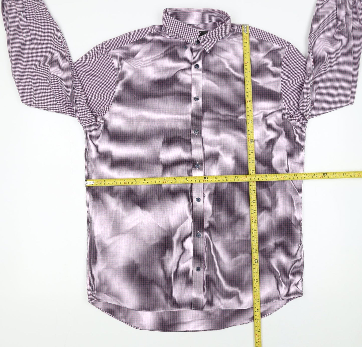Marks and Spencer Men's Multicoloured Check Long Sleeve Button-Up Shirt Size 16 Regular