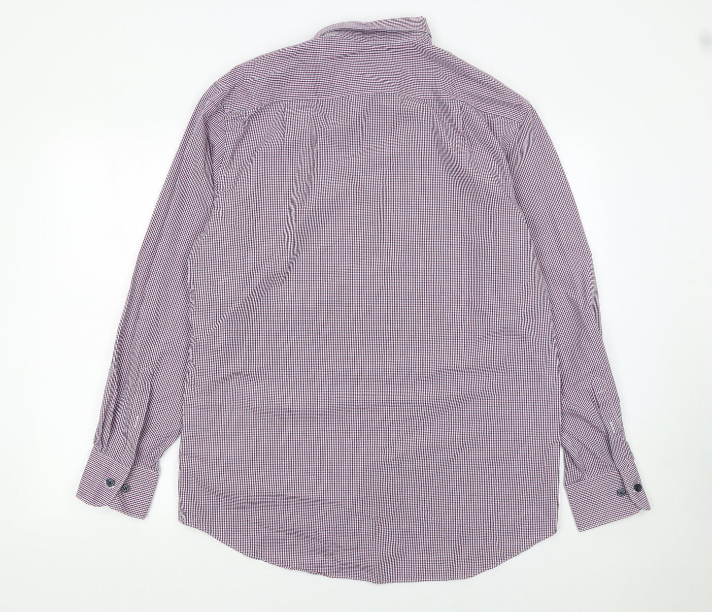 Marks and Spencer Men's Multicoloured Check Long Sleeve Button-Up Shirt Size 16 Regular