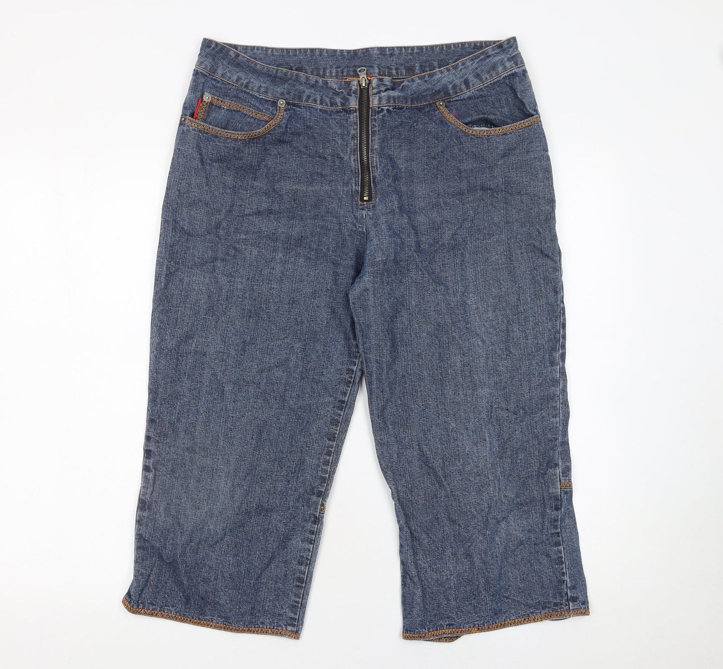 Mambo Women Blue Denim Bermuda Shorts Size 12 Regular Fit