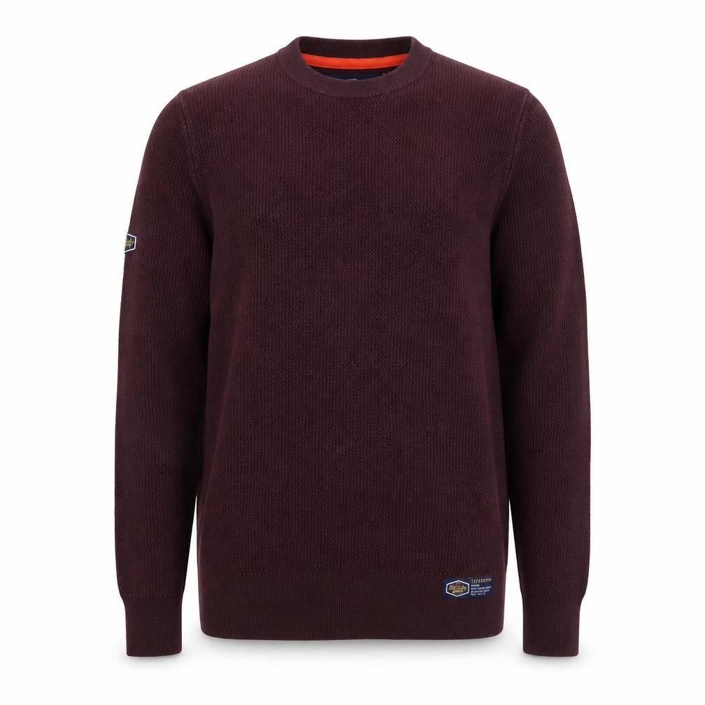 Superdry Men’s Red Cotton Waffle Knit Jumper Size M Crew Neck