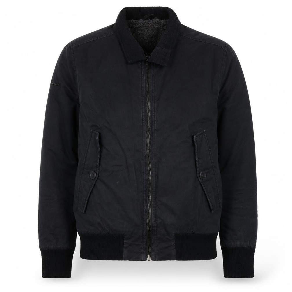 Superdry Men’s Black Bomber Jacket L Cotton Casual Zip Coat