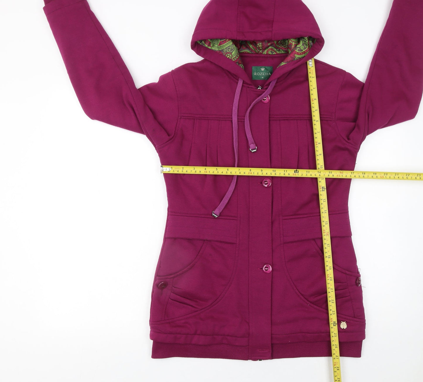 Rozella Women’s Purple Hooded Mid-Length Cotton Jacket M
