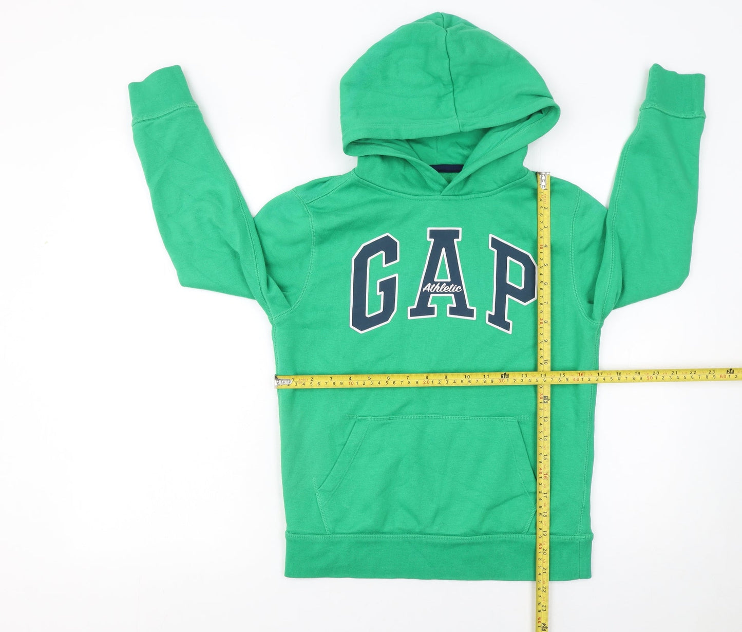 GAP Kids Boys Green Pullover Hoodie 10-11 Years Fleece Lined Logo Sweatshirt