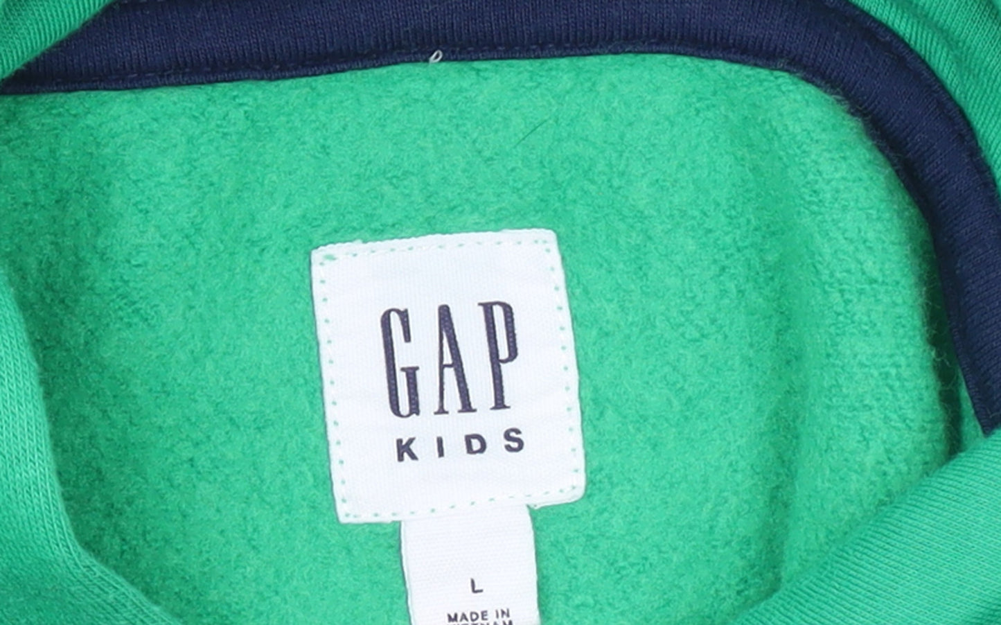 GAP Kids Boys Green Pullover Hoodie 10-11 Years Fleece Lined Logo Sweatshirt