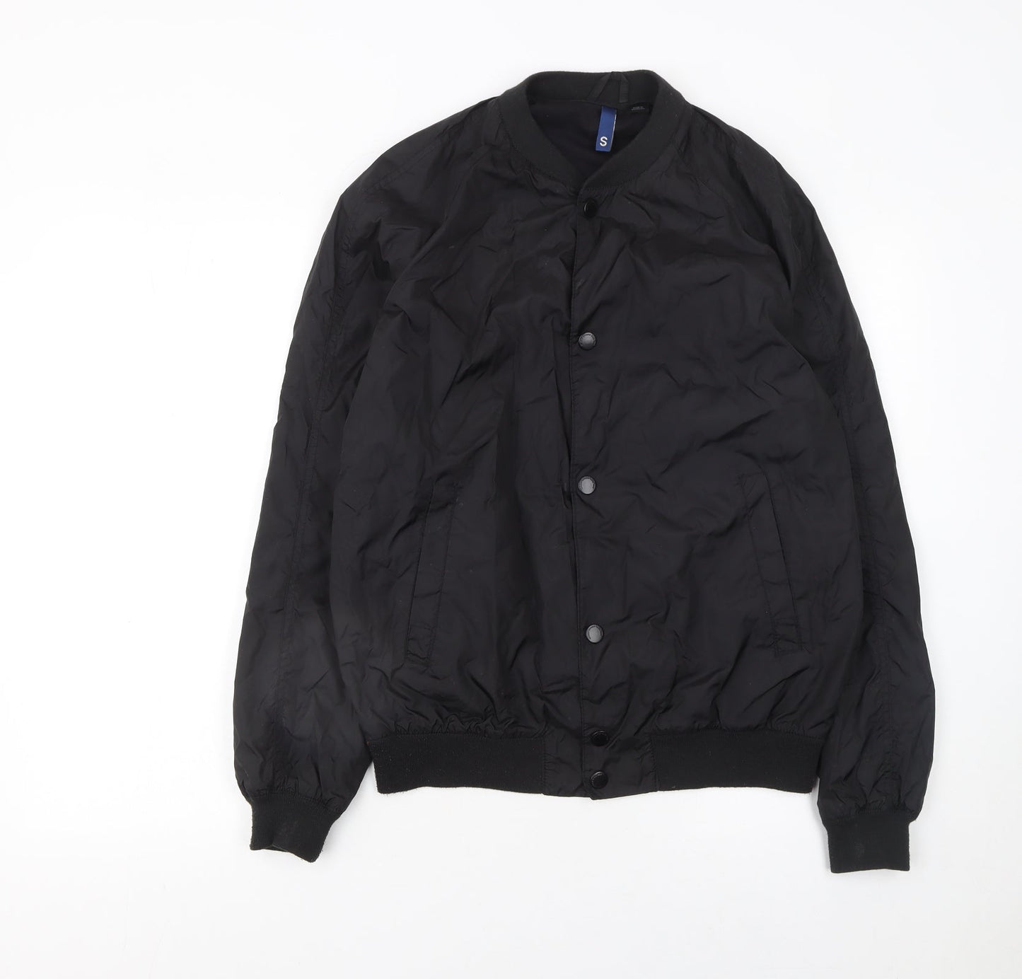 H&M Men’s Black Bomber Jacket Size S Lightweight Polyamide