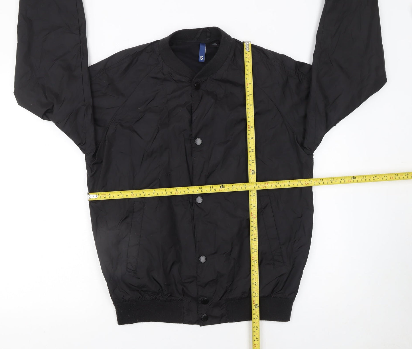 H&M Men’s Black Bomber Jacket Size S Lightweight Polyamide