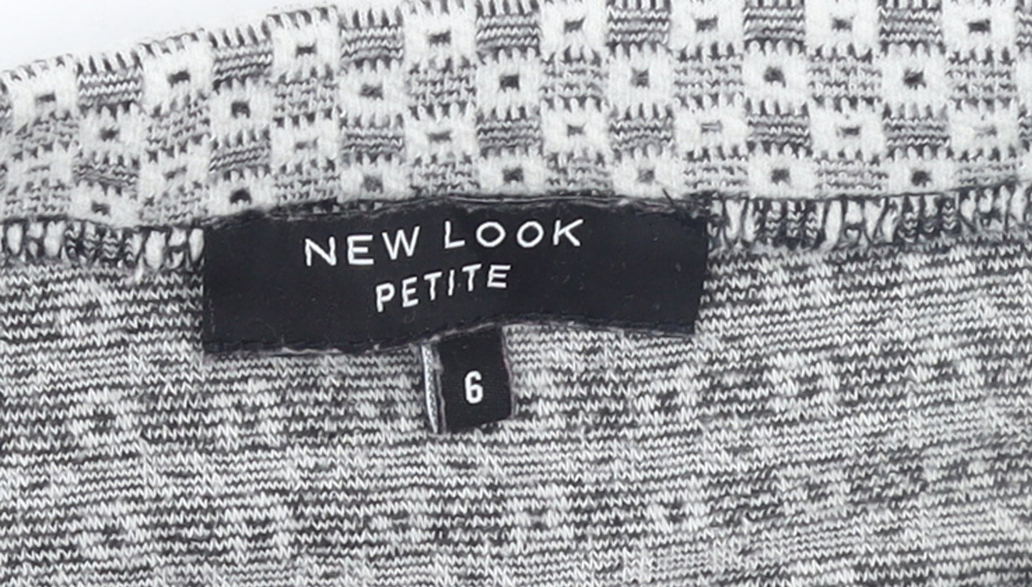 New Look Petite Grey Patterned Mini Skirt Size 6 with Zip Detail