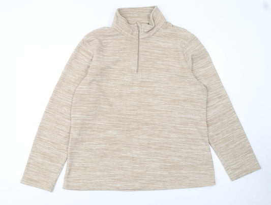 Mountain Warehouse Women Beige 1/2 Zip Fleece Pullover Sweatshirt UK 18