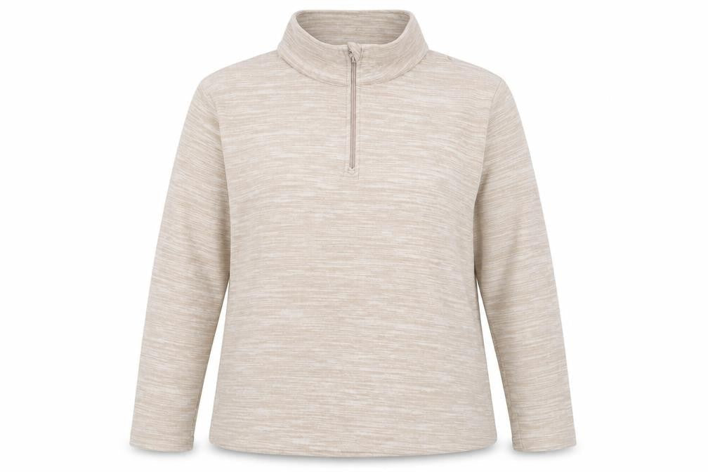 Mountain Warehouse Women Beige 1/2 Zip Fleece Pullover Sweatshirt UK 18