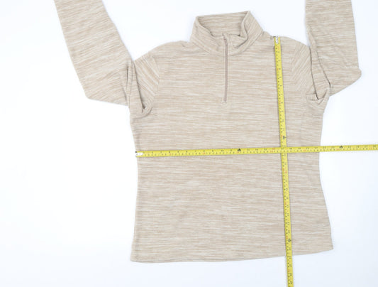 Mountain Warehouse Women Beige 1/2 Zip Fleece Pullover Sweatshirt UK 18