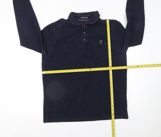 Ted Baker Men's Blue Long Sleeve Cotton Polo Shirt Size L