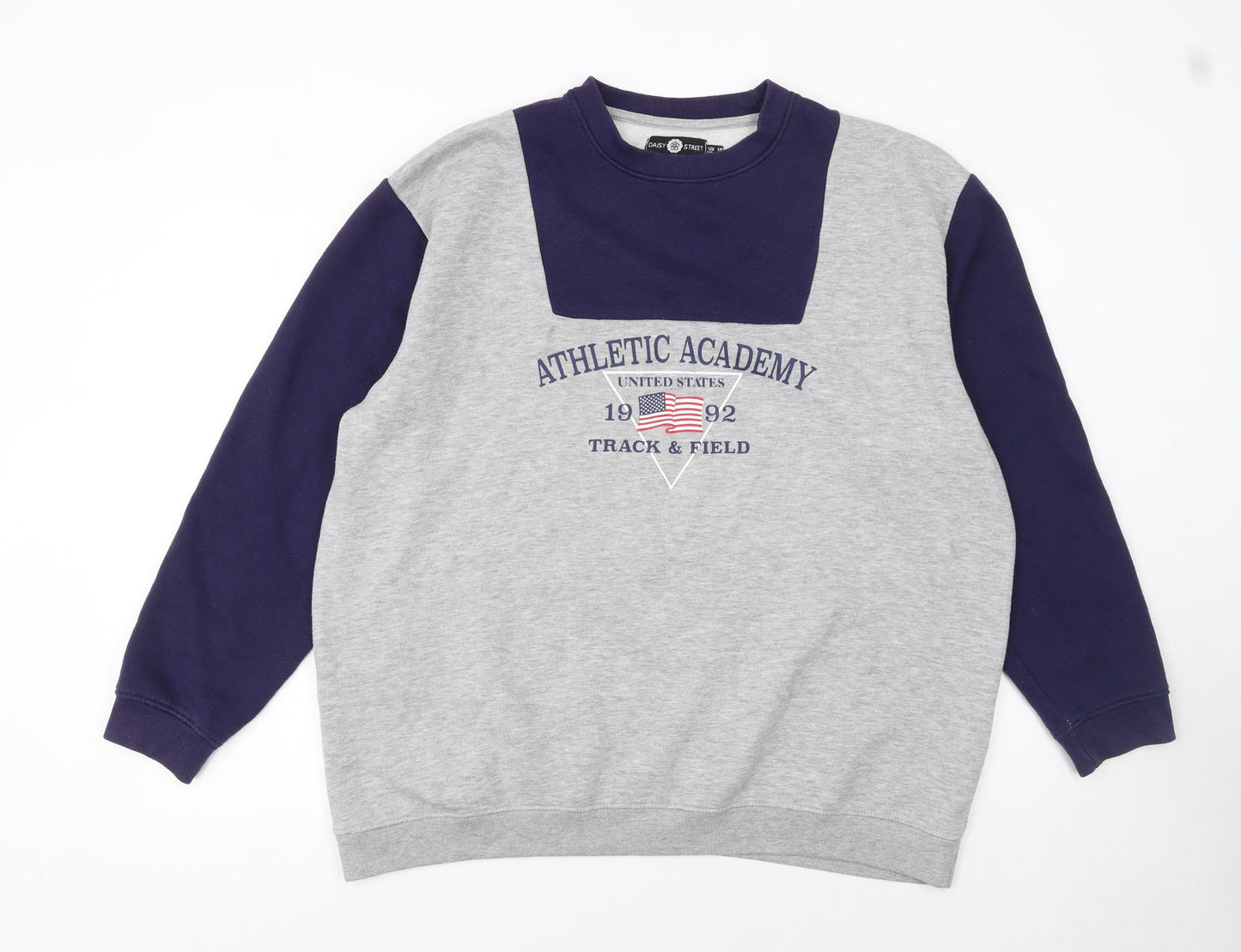 Daisy Street Curve Womens Grey Blue Athletic Academy Sweatshirt UK 18