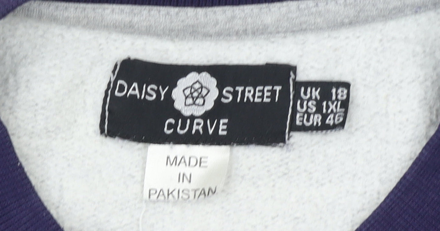 Daisy Street Curve Womens Grey Blue Athletic Academy Sweatshirt UK 18