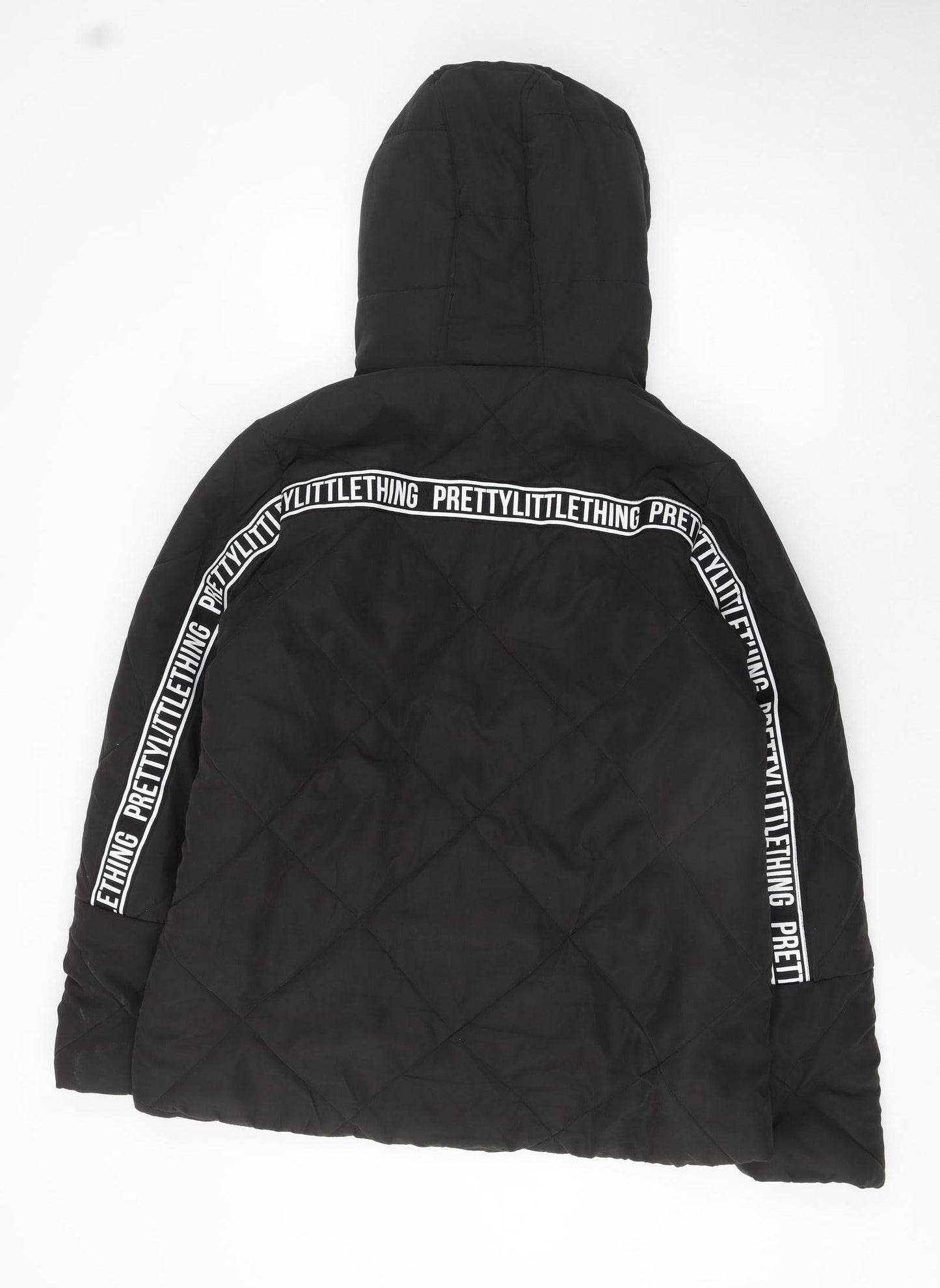 PrettyLittleThing Women Black Quilted Hooded Puffer Jacket Size 10