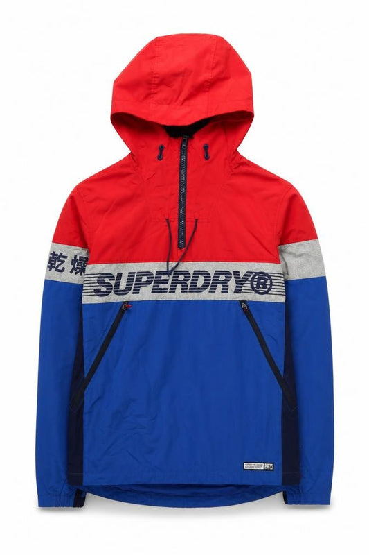 Superdry Men's Red Blue XS Windbreaker Hooded Lightweight Jacket
