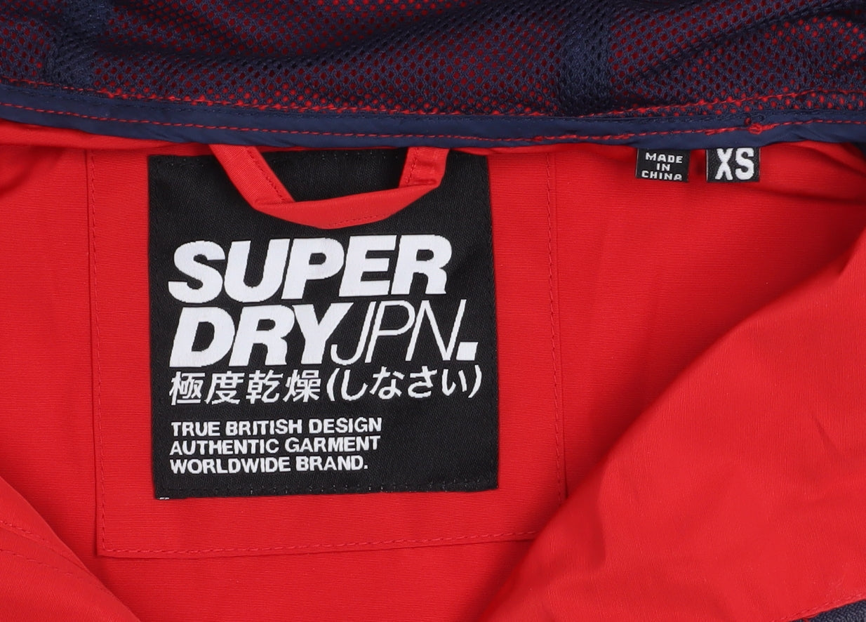 Superdry Men's Red Blue XS Windbreaker Hooded Lightweight Jacket