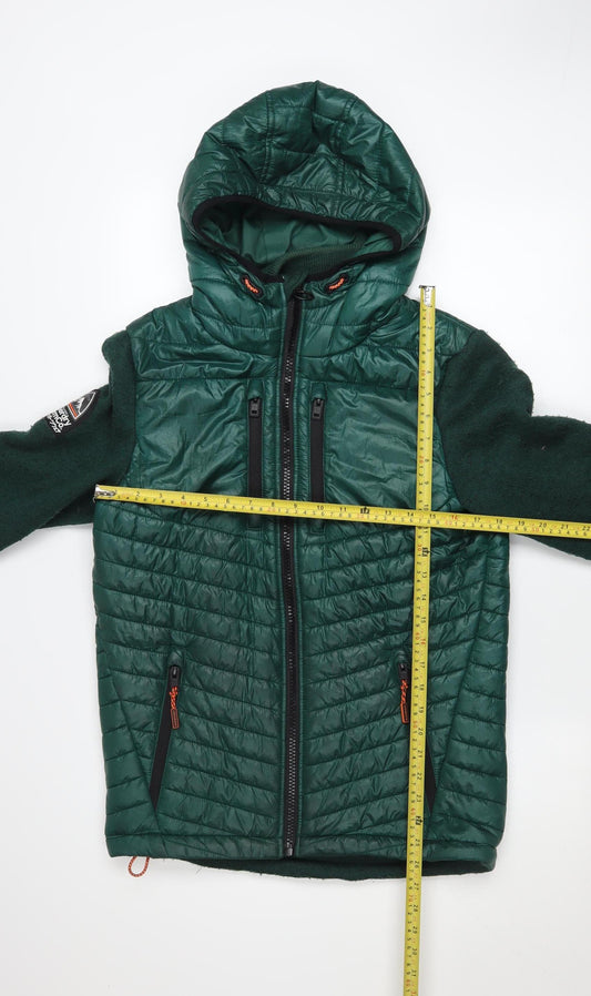 Superdry Men’s Green Storm Hooded Puffer Jacket Size S