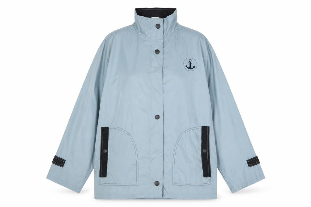 Anne de Lancay Women's Blue Nautical Rain Coat Jacket Size 14/16