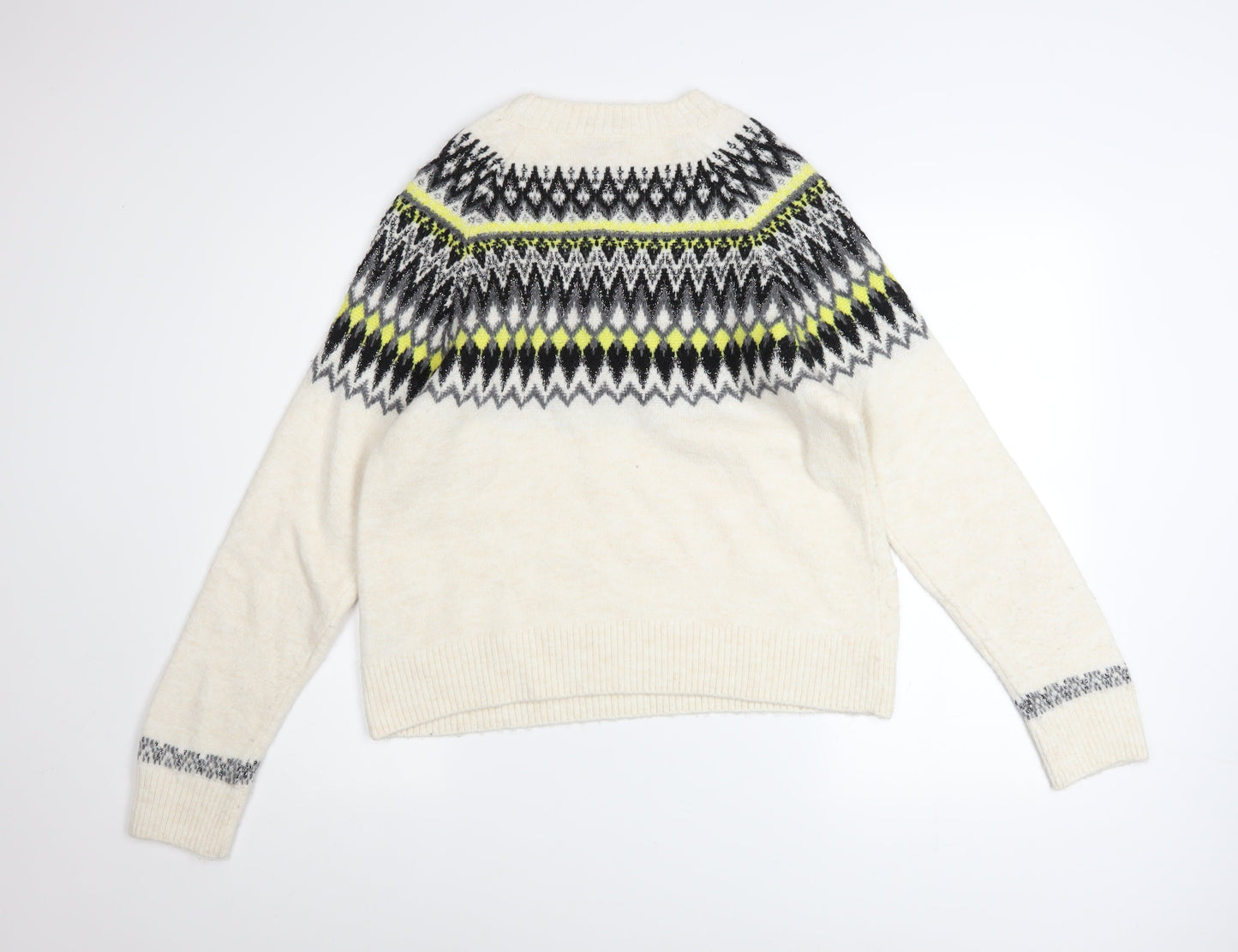 Marks and Spencer Women's Ivory Fair Isle Knit Jumper Size S