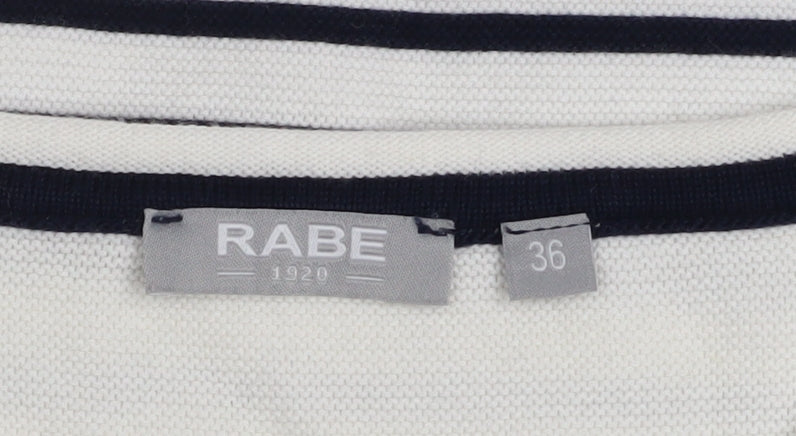 Rabe Women’s White Striped Graphic Knit Jumper Size 8