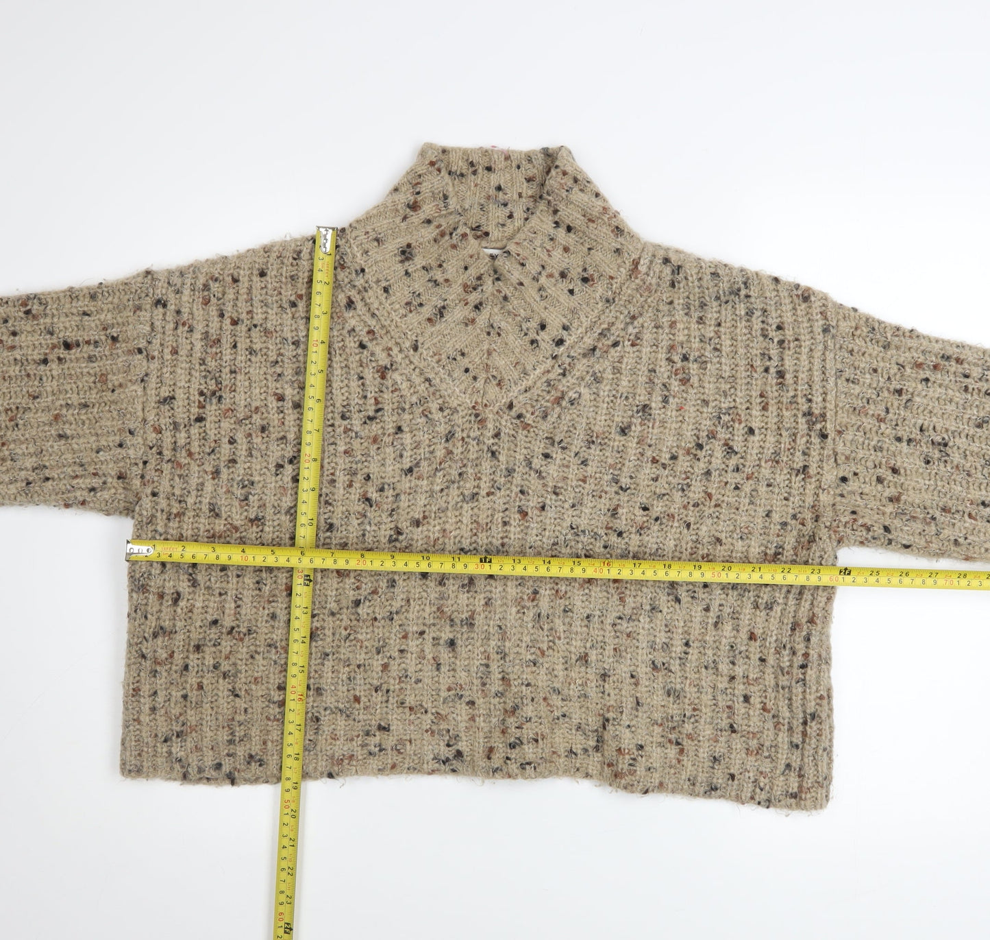 Next Women’s Beige Chunky Knit V-Neck Pullover Jumper Size M