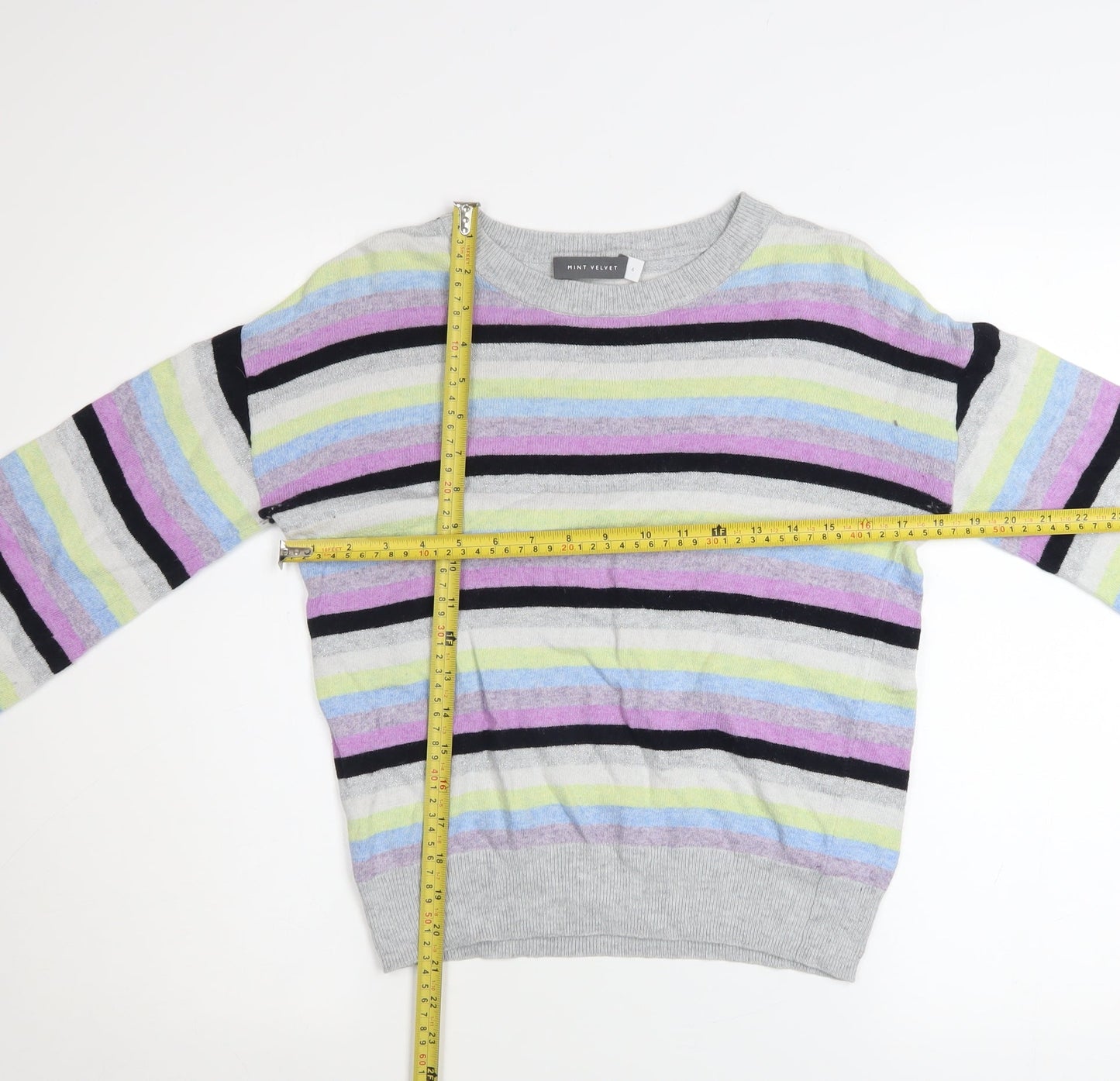 Mint Velvet Womens Multicoloured Striped Crew Neck Jumper Size 6
