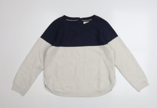 Fat Face Women Blue Ivory Crew Neck Long Sleeve Pullover Jumper Size 8