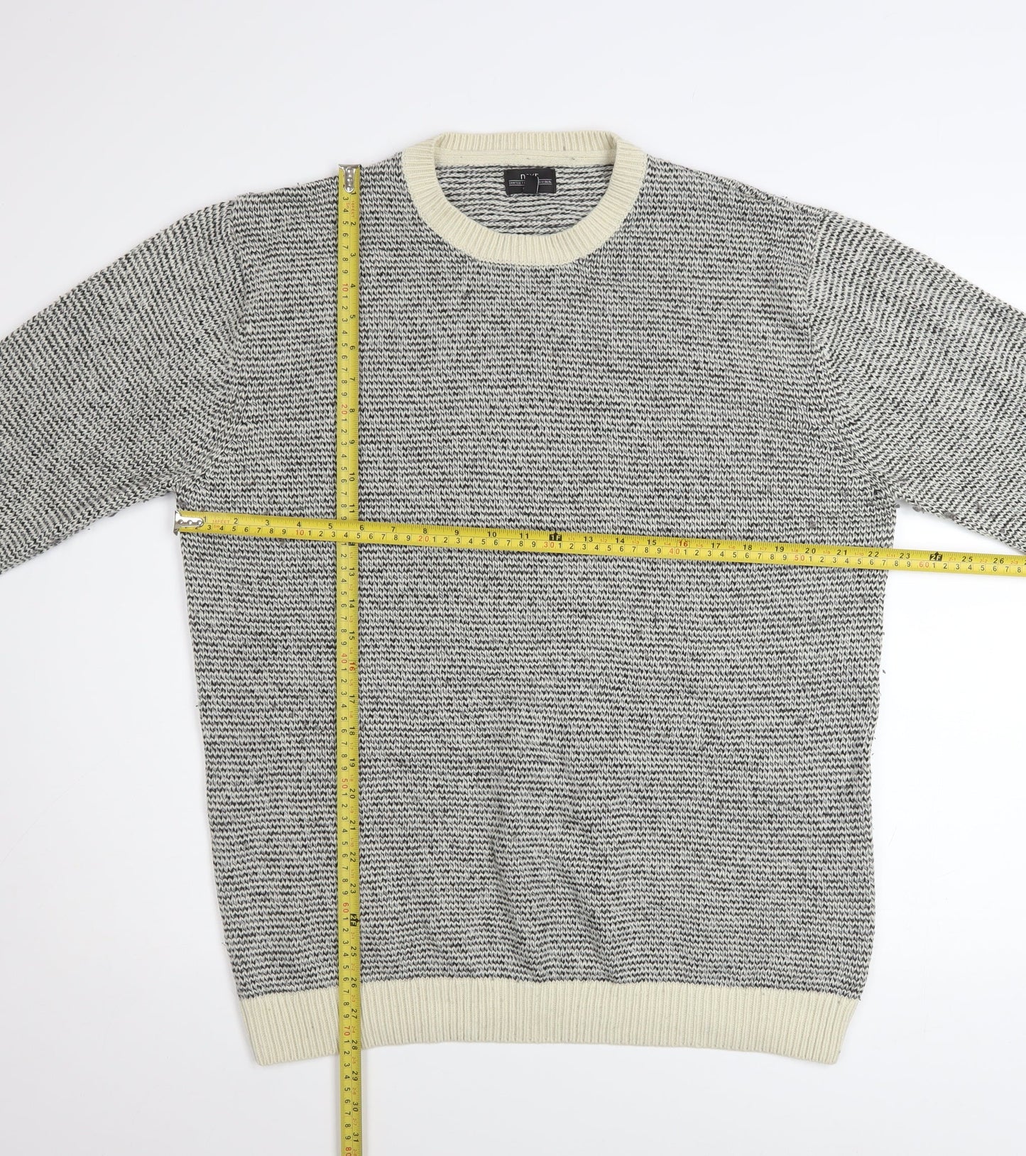 Next Men's Grey XL Crew Neck Wool Blend Pullover Jumper