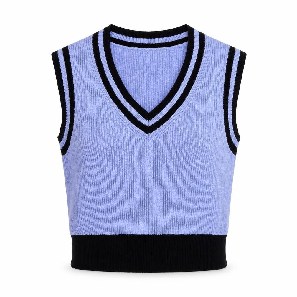Brave Soul Women's Blue Sleeveless V-Neck Knit Vest Jumper Size S