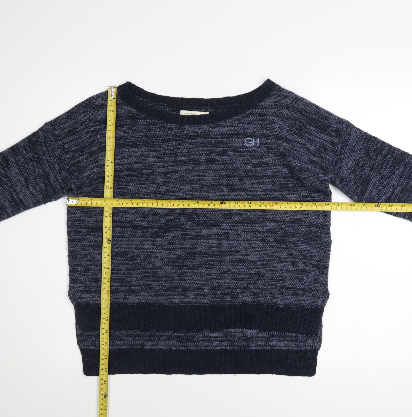 Gilly Hicks Womens Blue Cotton Blend Boat Neck Pullover Jumper XS