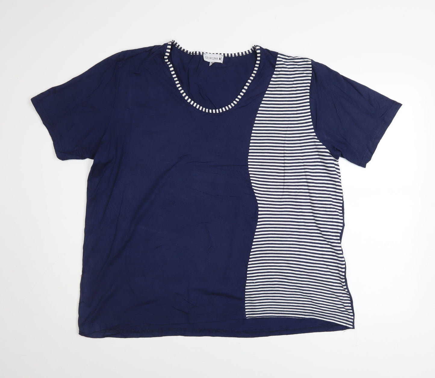 Georgina B Women’s Blue Striped Relaxed Fit Plus Size T-Shirt
